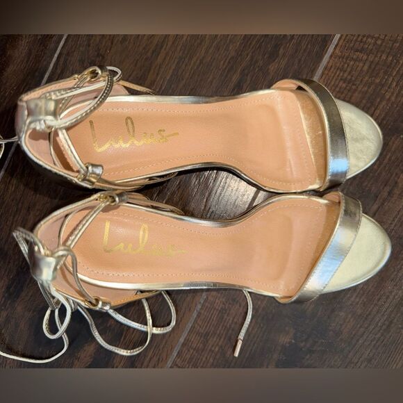 Lulu’s Elegant Gold Strappy Heels - Picture 6 of 9